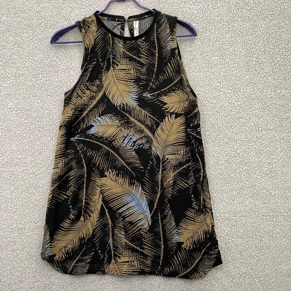 RVCA Tank Top Womens Sleeveless Top Rear Button Tan Black - Picture 1 of 10